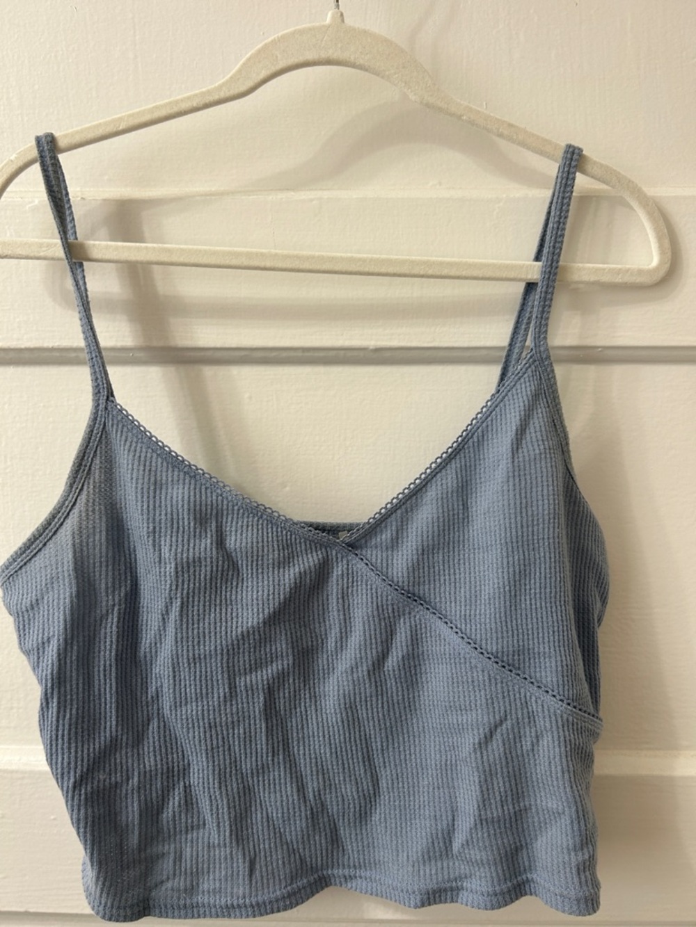 Pacsun Light Blue Ribbed wrap vneck Tank Crop Top